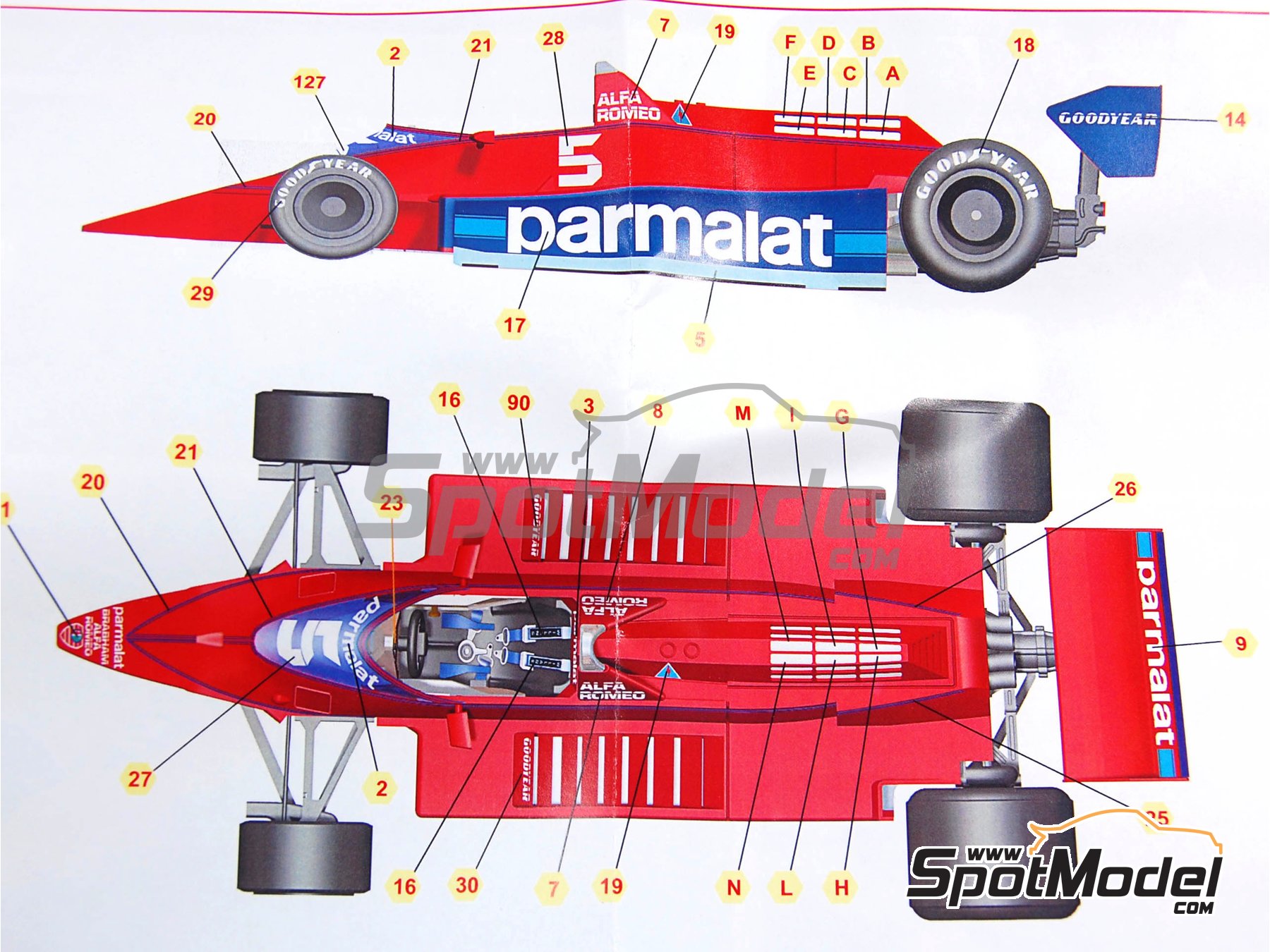 Brabham Alfa Romeo BT48 Brabham Racing Organisation Team sponsored by  Parmalat - Monaco Formula 1 Grand Prix 1979. Car scale model kit in 1/43  scale m